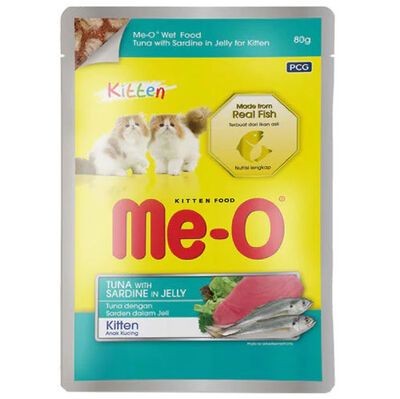 ME-O POUCH JÖLE İÇİNDE KİTTEN TON BALIKLI SARDALYALI 80 GR