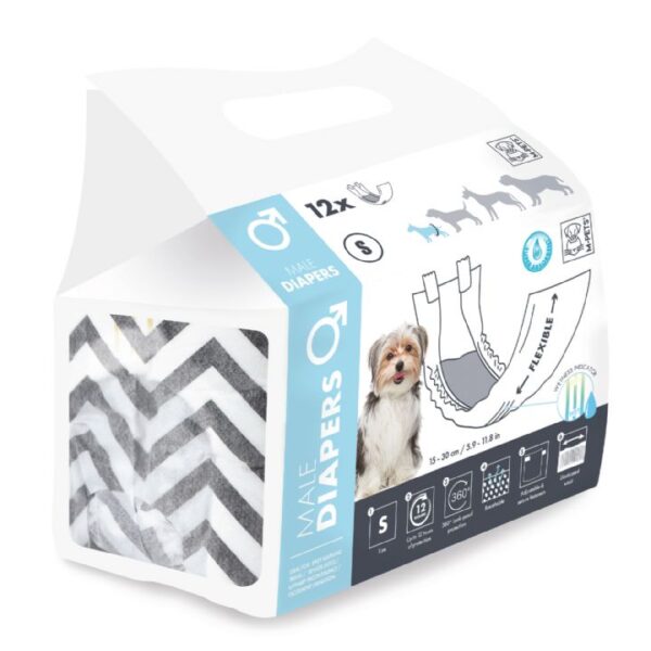 M-PETS DIAPERS ERKEK KÖPEKLER İÇİN KÜLOT (S) 12Lİ