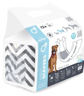 M-PETS DIAPERS ERKEK KÖPEKLER İÇİN KÜLOT (M) 12Lİ