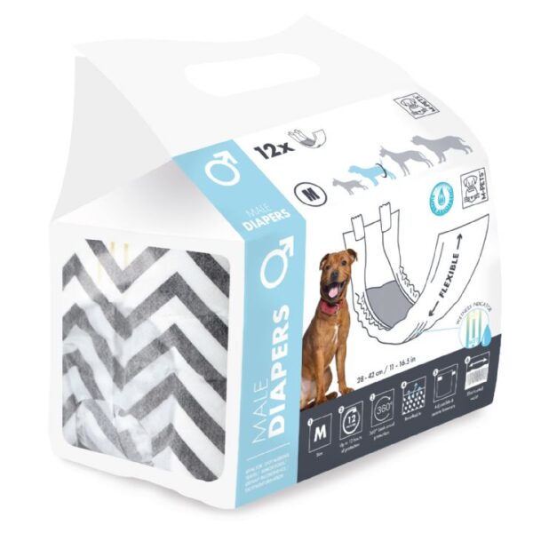 M-PETS DIAPERS ERKEK KÖPEKLER İÇİN KÜLOT (M) 12Lİ