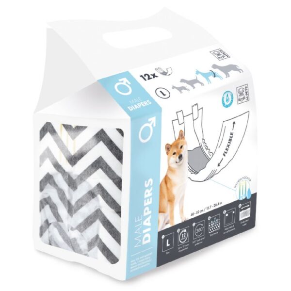 M-PETS DIAPERS ERKEK KÖPEKLER İÇİN KÜLOT (L) 12Lİ