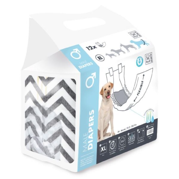 M-PETS DIAPERS ERKEK KÖPEKLER İÇİN KÜLOT (XL) 12Lİ