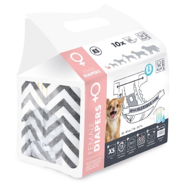 M-PETS DIAPERS DİŞİ KÖPEKLER İÇİN KÜLOT (XS) 10LU