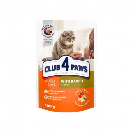 CLUB4PAWS KEDİ POUCH TAVŞANLI YETİŞKİN 100GR