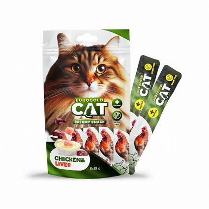 EUROGOLD CAT SIVI KEDİ ÖDÜLÜ TAVUK - CİĞER 5X15GR