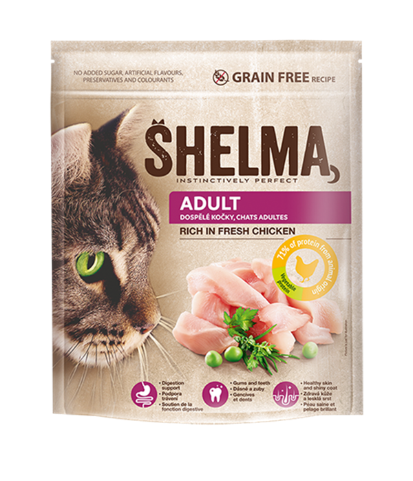 SHELMA TAHILSIZ TAVUKLU YETİŞKİN KEDİ MAMASI 750 GR (5)