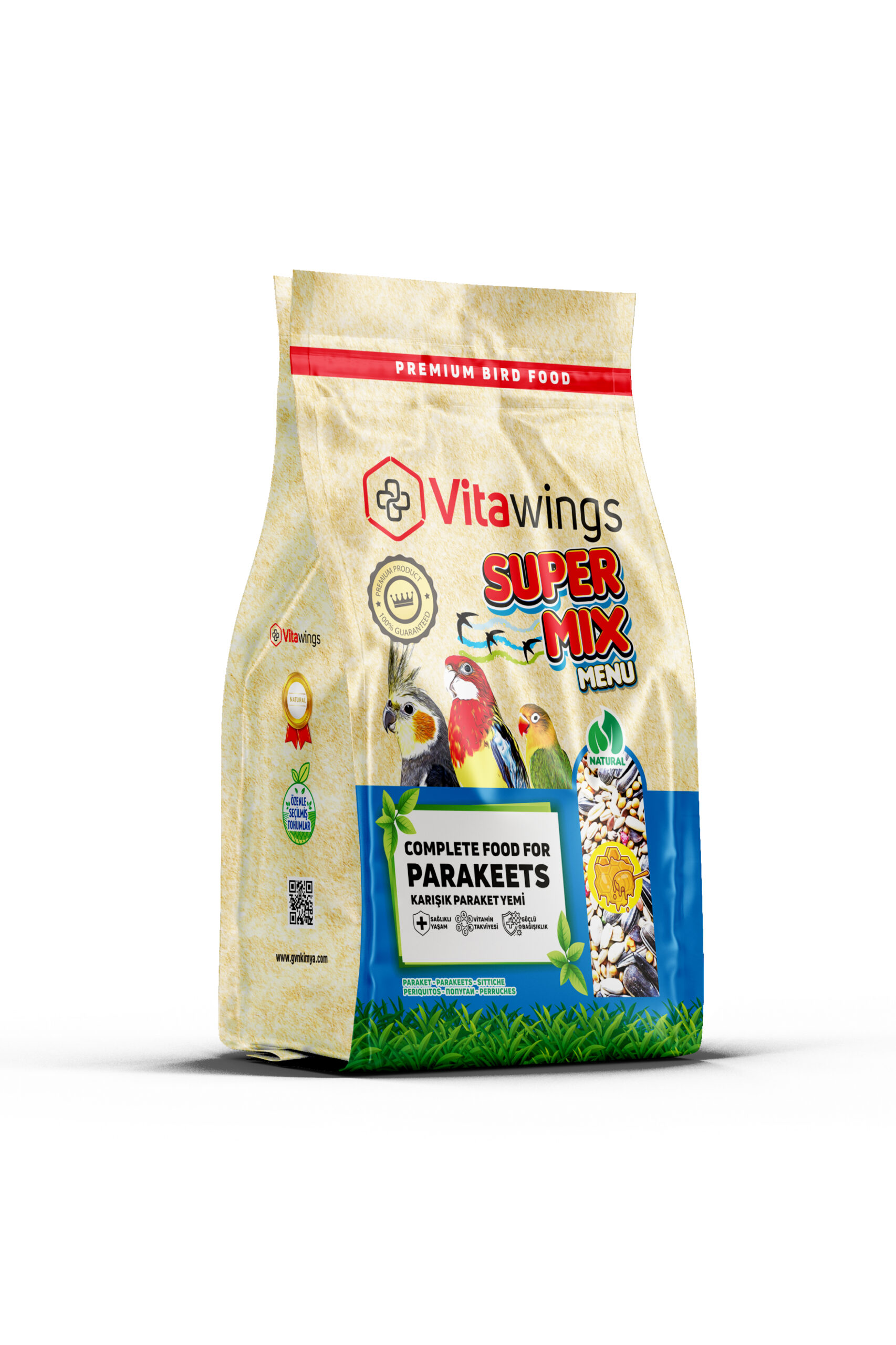 VİTAWİNGS 800 GR BALLI SÜPERMİX PARAKET KUŞU YEMİ (8)