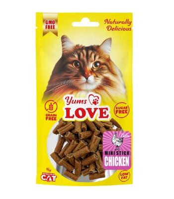 YUMS LOVE KEDİ ÖDÜLÜ MİNİ ÇUBUK TAVUKLU 2 CM 50 GR